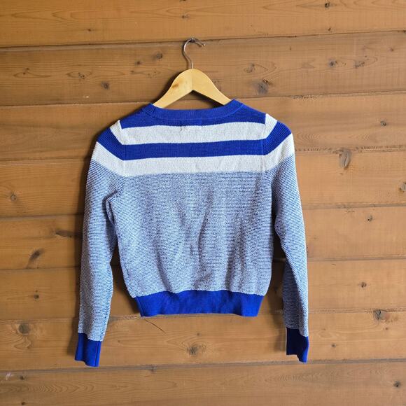 Anthropologie Maeve Paulina Striped Sweater Blue White Pullover Cozy Boho XS - Picture 3 of 5